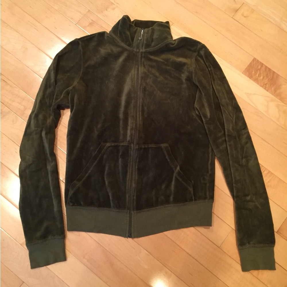 olive green vintage Juicy Couture velour zip-up jacket - Picture 2 of 4